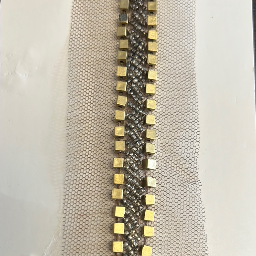 Gold and Silver Beaded  Mesh Trim